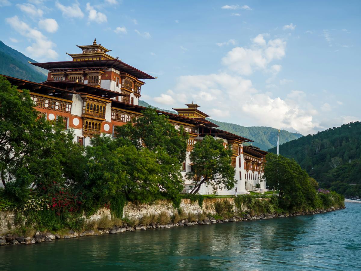 Bhutanese monastery by the river
