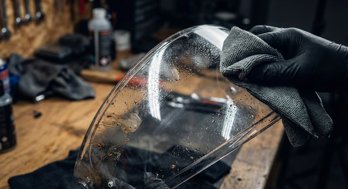motorcycle helmet visor cleaning